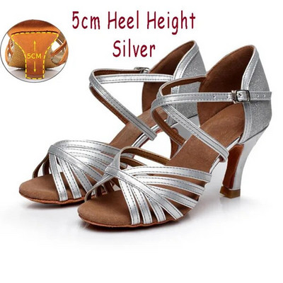 Pantofi de dans salsa profesioniști, argintii, aurii, pentru femei, pantofi de dans latino latino, pantofi populari de salsa sexy, toc 5cm/7cm