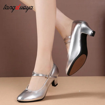 Дамски стандартни обувки Дамски обувки за бални танци Обувки за салса със затворени пръсти Мека гумена подметка Модерни танци 5 см