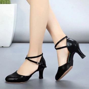 Дамски стандартни обувки за танци с висок ток Дамски обувки за бални танци Мека външна подметка Танго Обувки за модерни танци Дамски
