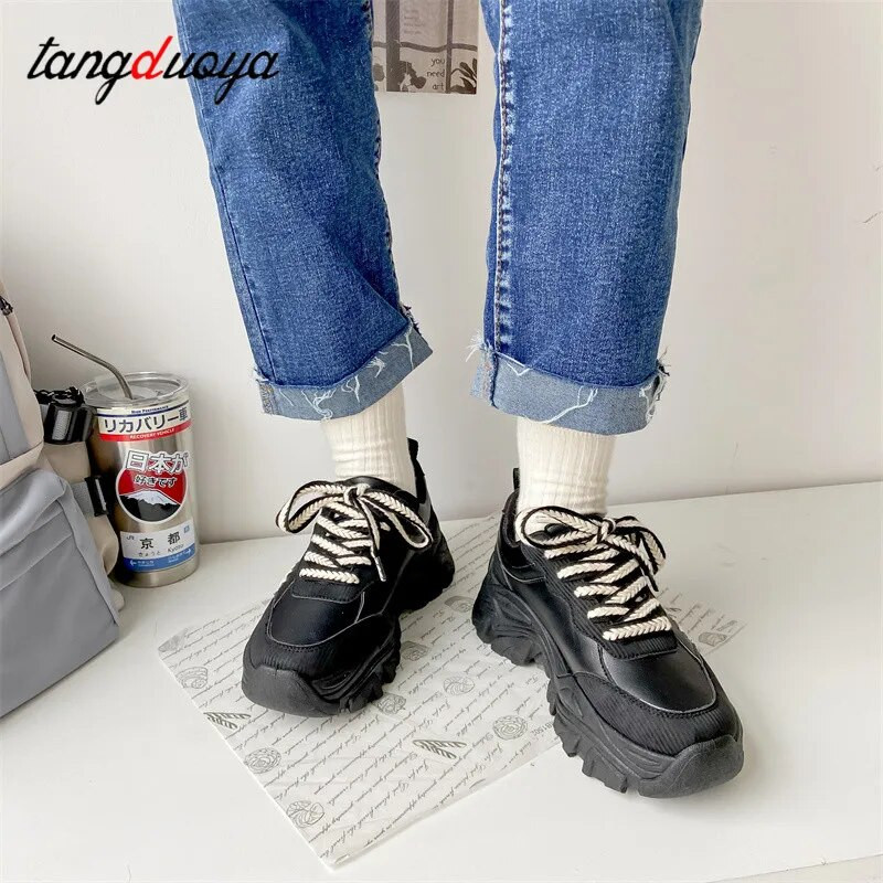 Χοντρό πάτο που αυξάνει το ύψος παπούτσια γυναικεία αθλητικά παπούτσια γυναικεία παχιά παπούτσια με πλατφόρμα γυναικεία πάνινα παπούτσια harajuku lolita running sho