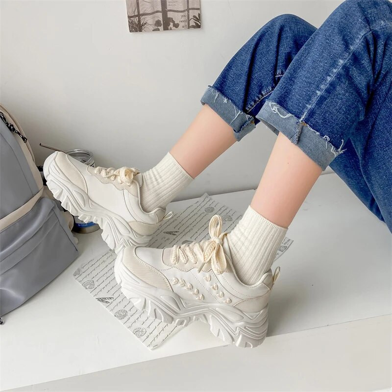 Χοντρό πάτο που αυξάνει το ύψος παπούτσια γυναικεία αθλητικά παπούτσια γυναικεία παχιά παπούτσια με πλατφόρμα γυναικεία πάνινα παπούτσια harajuku lolita running sho