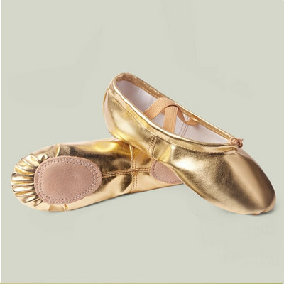 Glod Silvery PU плоски обувки за йога учител по гимнастика, балетни танци, детски балетни обувки за момичета, жени