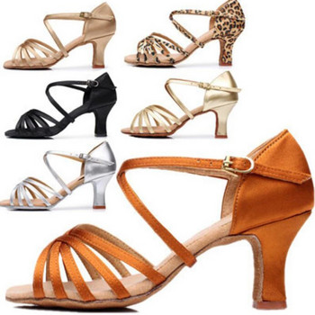 Дамски обувки за латино танци, дами, момичета, летни танцови сандали за възрастни, джаз бални салса танцови обувки Ru Доставка 5 см/7 см ток A01D