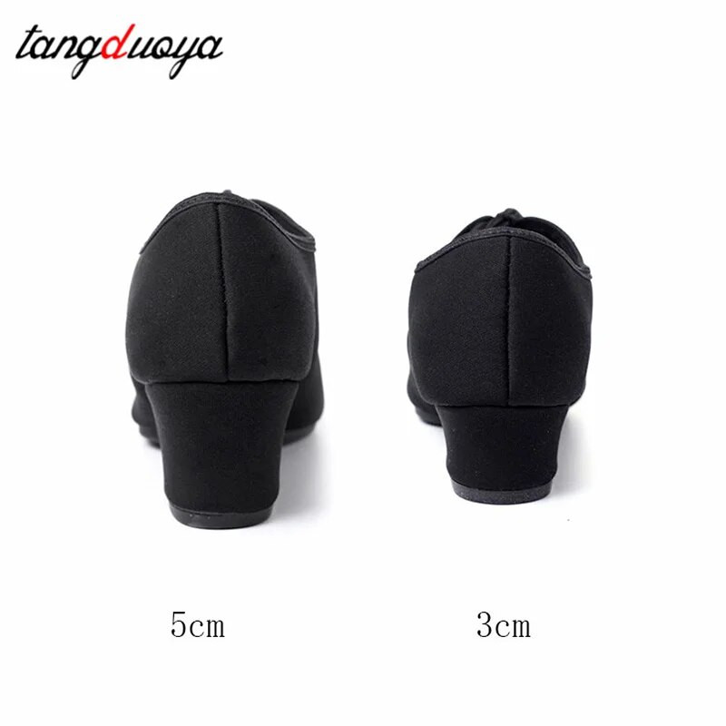 Γυναικεία μοντέρνα παπούτσια χορού Καμβάς λατινικά/Τάνγκο/Παπούτσι χορού Λαστιχένια/μαλακή σόλα Γυναικεία παπούτσια χορού Μαύρα