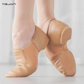 Δερμάτινα Παπούτσια Jazz Slip-on Splied Elastic Soles Παπούτσια χορού Γυναικεία Four Seasons Καφέ Μαύρα Μπαλέτα Μοντέρνα παπούτσια για χορό