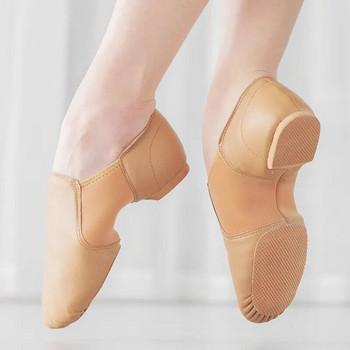 Кожени обувки за джаз, приплъзващи се еластични подметки Обувки за танци Дамски обувки Four Seasons Кафяви черни балетни модерни танцови боди обувки
