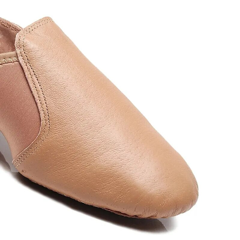 Δερμάτινα Παπούτσια Jazz Slip-on Splied Elastic Soles Παπούτσια χορού Γυναικεία Four Seasons Καφέ Μαύρα Μπαλέτα Μοντέρνα παπούτσια για χορό