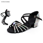 Tüdrukute Latin Salsa tantsujalatsid Laste tantsujalatsid Ballroom Tango Madalad kontsad 3,5 cm Dance Sport Seemisnahast sisetald Ladina tantsujalatsid lastele