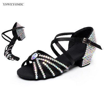 Tüdrukute Latin Salsa tantsujalatsid Laste tantsujalatsid Ballroom Tango Madalad kontsad 3,5 cm Dance Sport Seemisnahast sisetald Ladina tantsujalatsid lastele