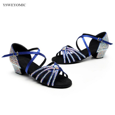 Tüdrukute Latin Salsa tantsujalatsid Laste tantsujalatsid Ballroom Tango Madalad kontsad 3,5 cm Dance Sport Seemisnahast sisetald Ladina tantsujalatsid lastele