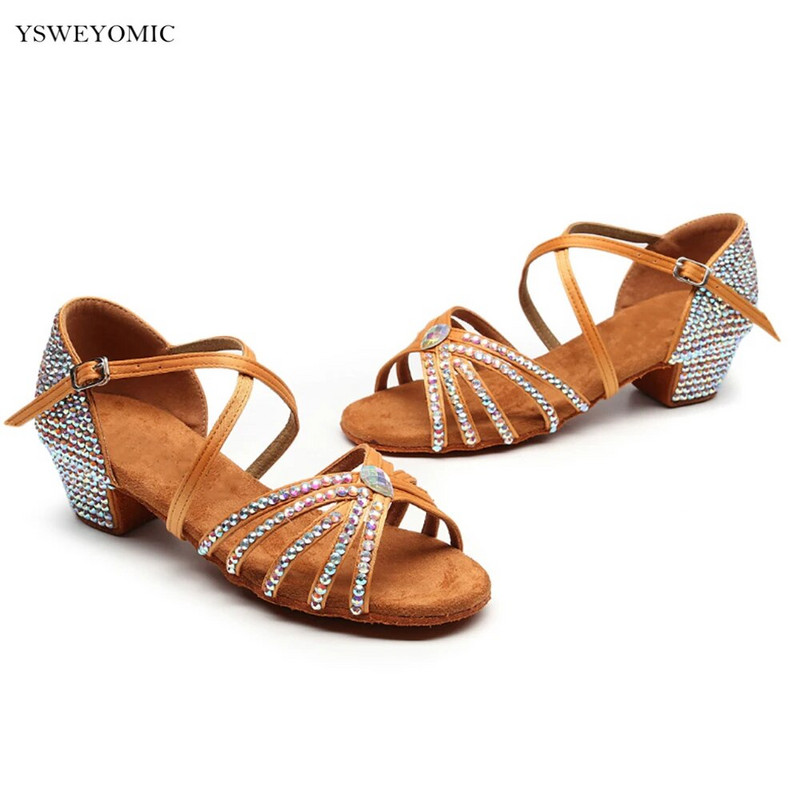 Tüdrukute Latin Salsa tantsujalatsid Laste tantsujalatsid Ballroom Tango Madalad kontsad 3,5 cm Dance Sport Seemisnahast sisetald Ladina tantsujalatsid lastele