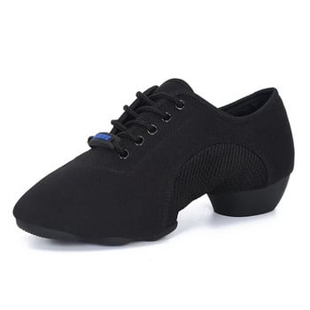 Черни професионални обувки за салса танци, мъже, жени, стандартни бални обувки за танго, латино учител, платнени джаз маратонки