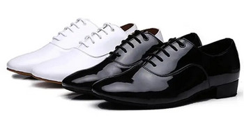 Отстъпка Ново!! Висококачествени бели черни мъжки обувки за бални танци / обувки за салса танго / обувки за латино танци мъже