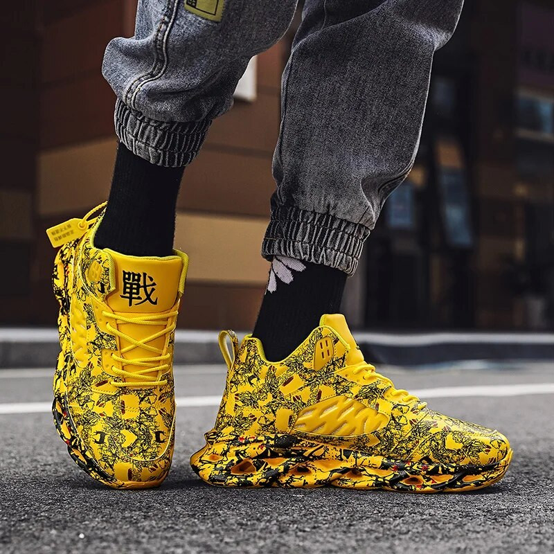 Pánske tenisky s vysokým pásom, jeseň/zima, pouličná móda, bežecké topánky s graffiti zvrškom, pohodlná ľahká pánska obuv