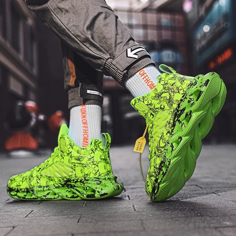 Pánske tenisky s vysokým pásom, jeseň/zima, pouličná móda, bežecké topánky s graffiti zvrškom, pohodlná ľahká pánska obuv