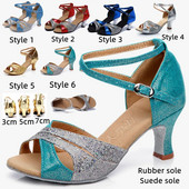 Pantofi de dans latino multi stil noi, femei, fete, în aer liber, sală de bal, tango, salsa, pantofi de dans pentru doamne, petreceri, sandale cu toc înalt