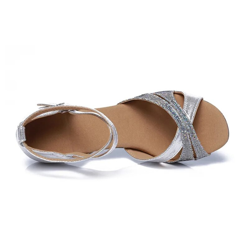 Uued mitme stiiliga ladina tantsujalatsid, naiste, tüdrukute, tantsusaalide tango salsa tantsukingad naiste peoks kõrge kontsaga sandaalid