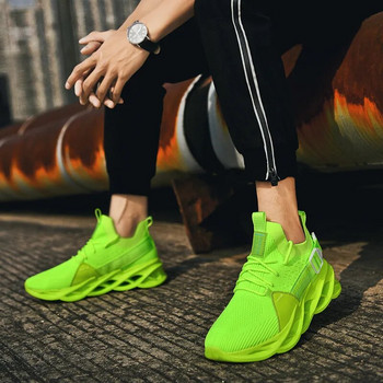Евтини зелени мрежести маратонки Мъжки дишащи спортни обувки за бягане Леки меки атлетични мъжки маратонки Унисекс мъжки обувки за фитнес, размер 46