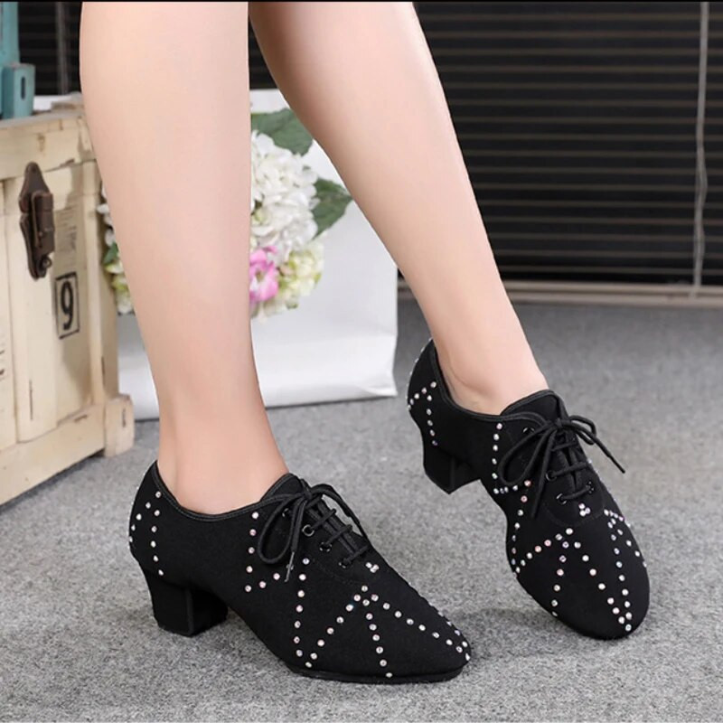 HROYL Ladina tantsujalatsid Unisex meestele, naistele, tüdrukutele, tantsusaalile, moodsa tango jazzi harjutuste jalatsid kivikiviga