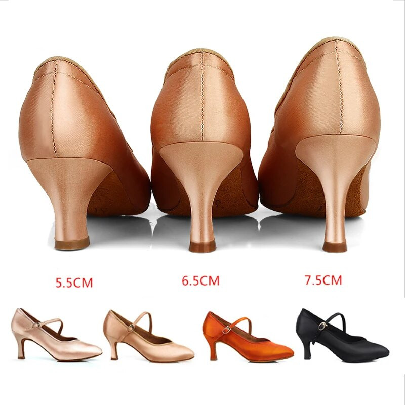 HROYL μοντέρνα λάτιν παπούτσια χορού για κορίτσια Γυναικεία γυναικεία παπούτσια χορού τανγκό χορού με κλειστή μαλακή σόλα σουέτ, μεταξωτό σατέν