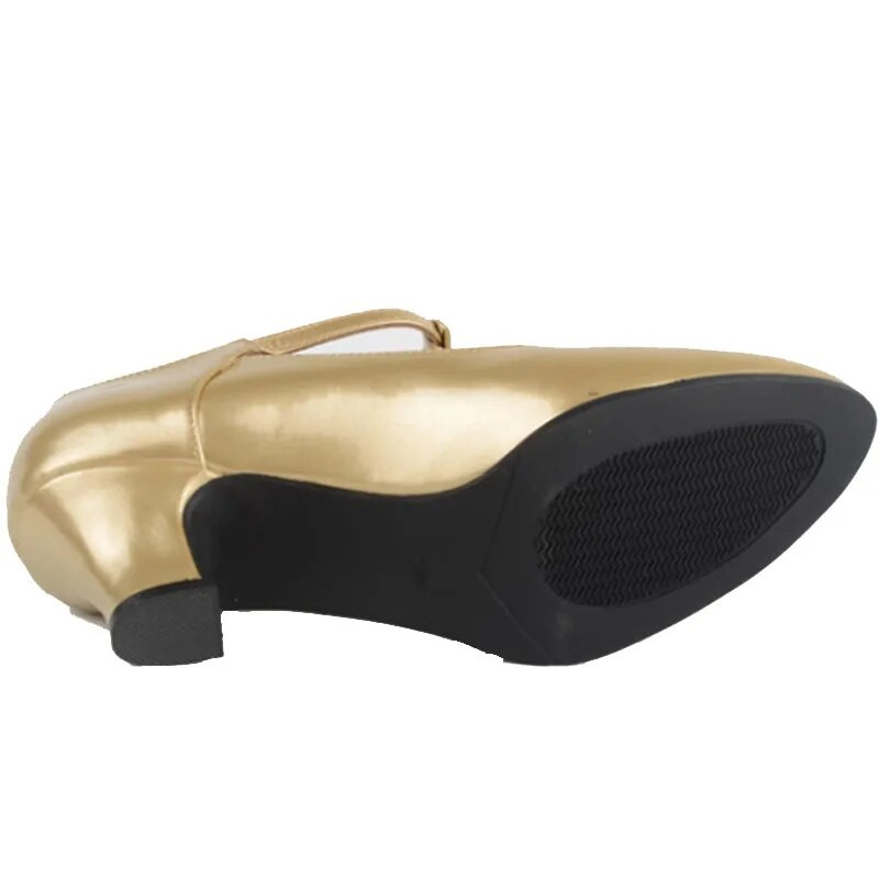 Dámske moderné tanečné topánky s flitrami a uzavretou špičkou, tango topánky s remienkom v tvare písmena T, štandardné valčíkové topánky na spoločenské tance s nízkym podpätkom