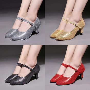 Нови бляскави обувки за модерни танци Дамски обувки за момичета Затворени пръсти Бална зала Танго Салса Обувки за латино танци за жени 3,5 CM 5,5 CM