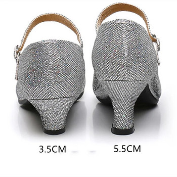 Нови бляскави обувки за модерни танци Дамски обувки за момичета Затворени пръсти Бална зала Танго Салса Обувки за латино танци за жени 3,5 CM 5,5 CM