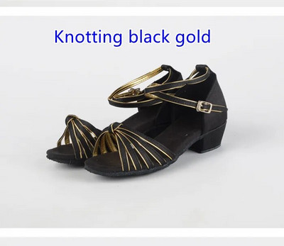 Nové dievčenské detské/detské tanečné topánky na spoločenské tango, salsu, latino tance, dámske zlato-strieborné, čierne, leopardie, nízky podpätok 3,5 cm