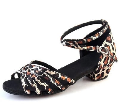 Nové dievčenské detské/detské tanečné topánky na spoločenské tango, salsu, latino tance, dámske zlato-strieborné, čierne, leopardie, nízky podpätok 3,5 cm