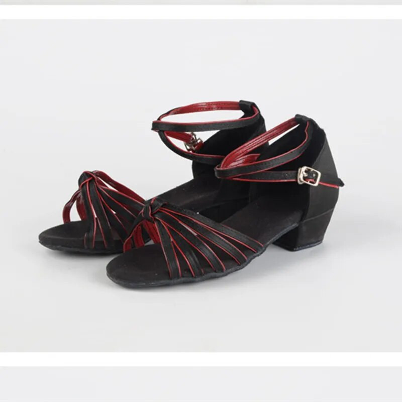 Nové dievčenské detské/detské tanečné topánky na spoločenské tango, salsu, latino tance, dámske zlato-strieborné, čierne, leopardie, nízky podpätok 3,5 cm