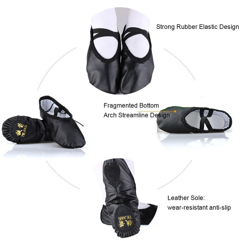 Ehtsast nahast balletikingad Pehme põhjaga hingavad etnilised kõhutantsukingad naistele, tüdrukutele, kassiküünisega kingad