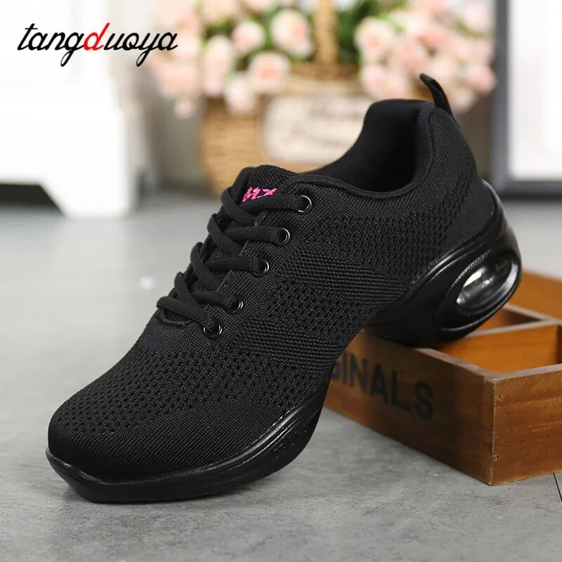 Sporta līdzeklis Mīksta ārējā zole Breath deju kurpes Sieviešu sporta apavi Mūsdienu deju džeza apavi Feminino Zapatos
