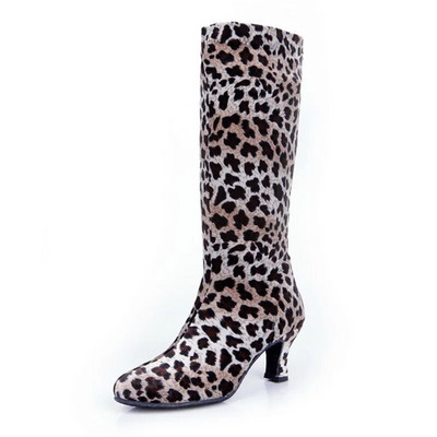 PU-nahast ülemine lehma seemisnahast tald üle põlve Saapad Naiste terava ninaga elastne veniv paks konts 5 cm kõrged ratsasaapad tantsukingad