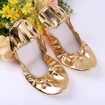 MMX10 PU Топ Златни меки индийски дамски танцови обувки за коремен танц Балетни обувки Кожени балетни обувки за коремен танц Деца за момичета Жени