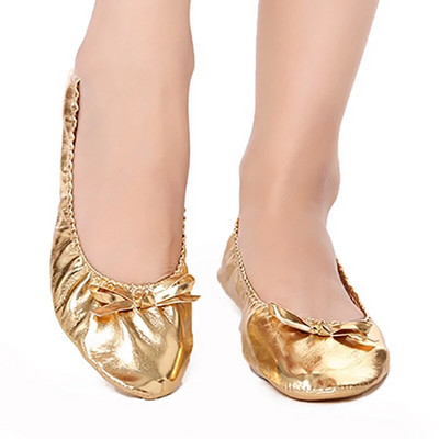 MMX10 PU Top Gold Μαλακό ινδικό γυναικείο χορό της κοιλιάς Παπούτσια μπαλέτου Δερμάτινα παπούτσια μπαλέτου χορού κοιλιάς παιδικά για κορίτσια Γυναικεία