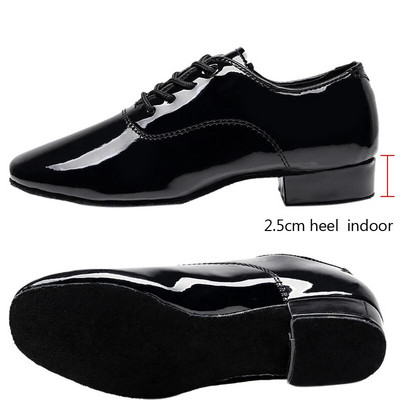 Ανδρικά μαλακά λάτιν παπούτσια χορού Modern Dance τακούνι 2,5 εκ. Για Αίθουσα χορού αγοριών Tango Παιδικά Ανδρικά Μαύρα παπούτσια χορού Μαλακή σόλα