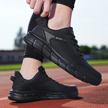 Водоустойчиви мъжки маратонки за бягане Устойчиви на износване Тенис спортни обувки Кожени мъжки ежедневни обувки Chaussure Homme Плюс размер 48