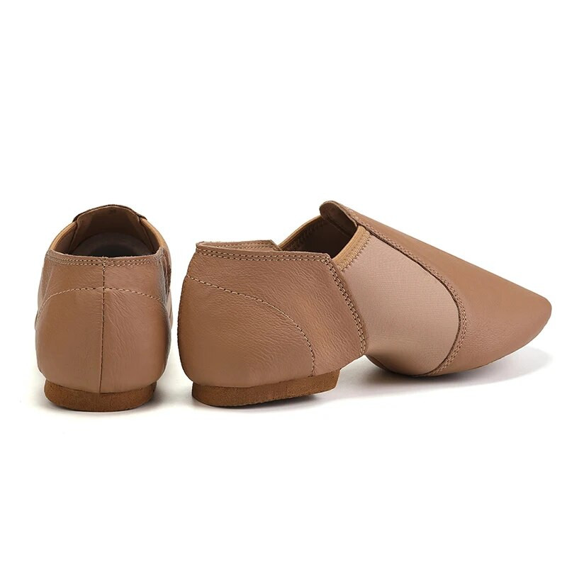 RUYBOZRY Ehtsast nahast džäss-tantsukingad punakaspruunid mustad libisemisvastase tallaga džässikingad Väikelapsed Tüdrukud Naised Võimlemine Unisex Slip On Jazz