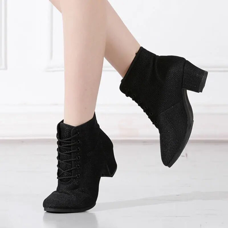 Salsa plesne cipele Ženske latino plesne cipele Visoke čizme za jazz ples Potpetice 5 cm Mrežaste tenisice za ples na otvorenom za odrasle žene