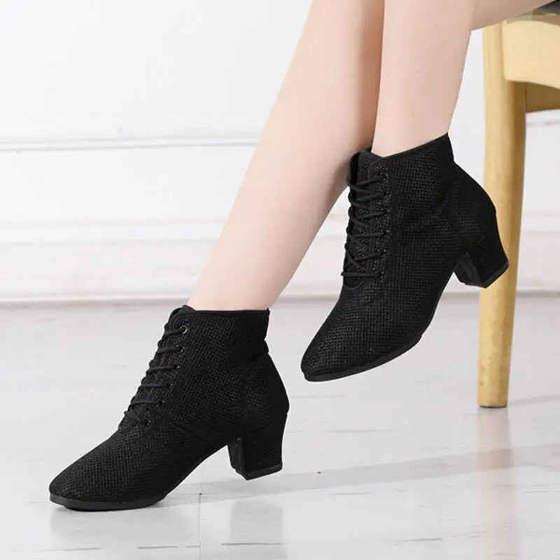 Salsa plesne cipele Ženske latino plesne cipele Visoke čizme za jazz ples Potpetice 5 cm Mrežaste tenisice za ples na otvorenom za odrasle žene