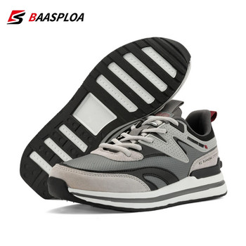 Baasploa Нови мъжки маратонки Леки нехлъзгащи се маратонки Модни мъжки ежедневни удобни кожени обувки за тенис с връзки