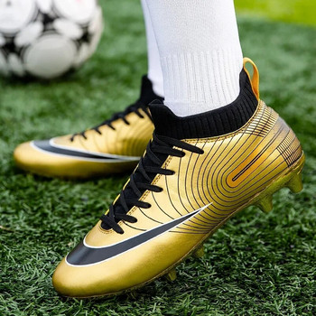 Мъжки футболни обувки Професионални унисекс футболни обувки до глезена Бутони Тренировка на трева Мачове Маратонки за футзал Професионални неплъзгащи се меки