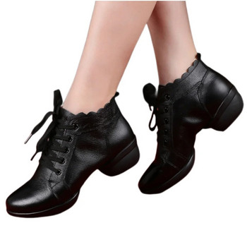 Танцови обувки Дамски дамски модерни меки подметки Джаз кецове Естествена кожа Дишащи женски танци Фитнес Спорт
