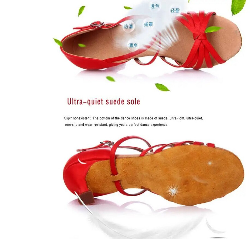 Ballroom Salsa Samba Party Tango Naiste Ladina tantsujalatsid Tossud Professionaalsed tantsukingad naistele Tüdrukutele 5/7cm Pehme A02D
