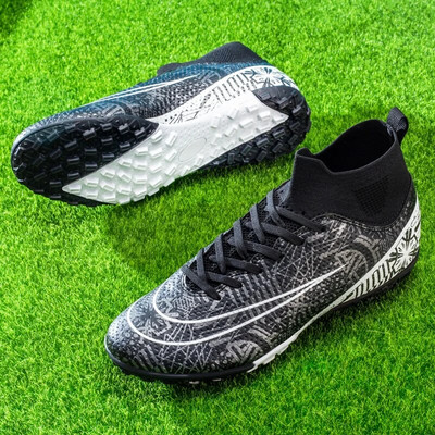 Pantofi cu gleznă înaltă pentru bărbați, pantofi de fotbal TF/FG, pentru copii, pentru exterior, crampoane lungi, profesie, pantofi de fotbal, șosete, pantofi de futsal