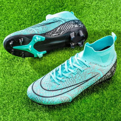 Pantofi cu gleznă înaltă pentru bărbați, pantofi de fotbal TF/FG, pentru copii, pentru exterior, crampoane lungi, profesie, pantofi de fotbal, șosete, pantofi de futsal