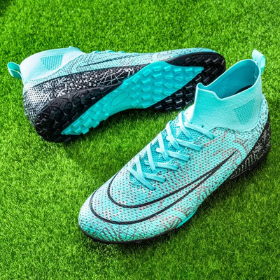 Pantofi cu gleznă înaltă pentru bărbați, pantofi de fotbal TF/FG, pentru copii, pentru exterior, crampoane lungi, profesie, pantofi de fotbal, șosete, pantofi de futsal