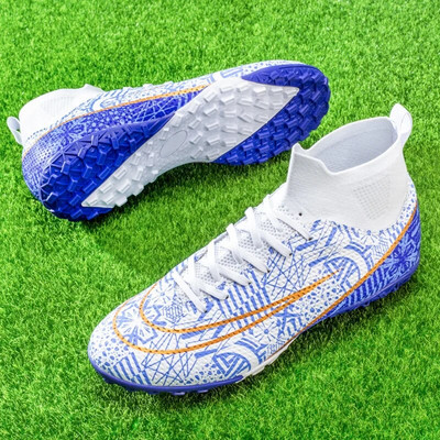 Pantofi cu gleznă înaltă pentru bărbați, pantofi de fotbal TF/FG, pentru copii, pentru exterior, crampoane lungi, profesie, pantofi de fotbal, șosete, pantofi de futsal
