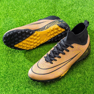 Pantofi cu gleznă înaltă pentru bărbați, pantofi de fotbal TF/FG, pentru copii, pentru exterior, crampoane lungi, profesie, pantofi de fotbal, șosete, pantofi de futsal