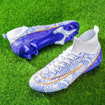 Pantofi cu gleznă înaltă pentru bărbați, pantofi de fotbal TF/FG, pentru copii, pentru exterior, crampoane lungi, profesie, pantofi de fotbal, șosete, pantofi de futsal
